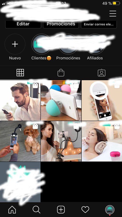 Perfil de Instagram de District of Mobile con la cuadrícula de productos