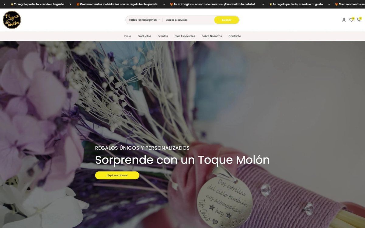 Página de inicio de la tienda online de El regalo más molón